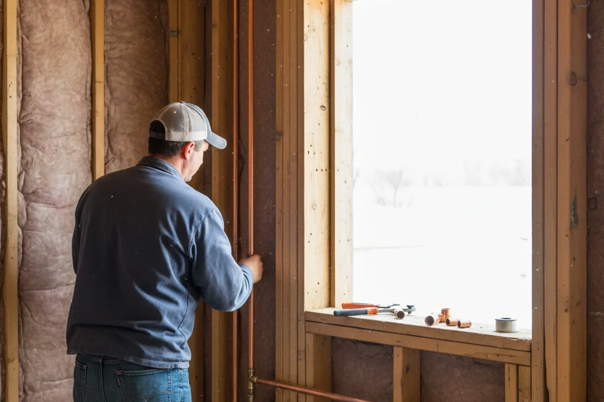 Licensed plumber running new copper supply lines in a Pryor home